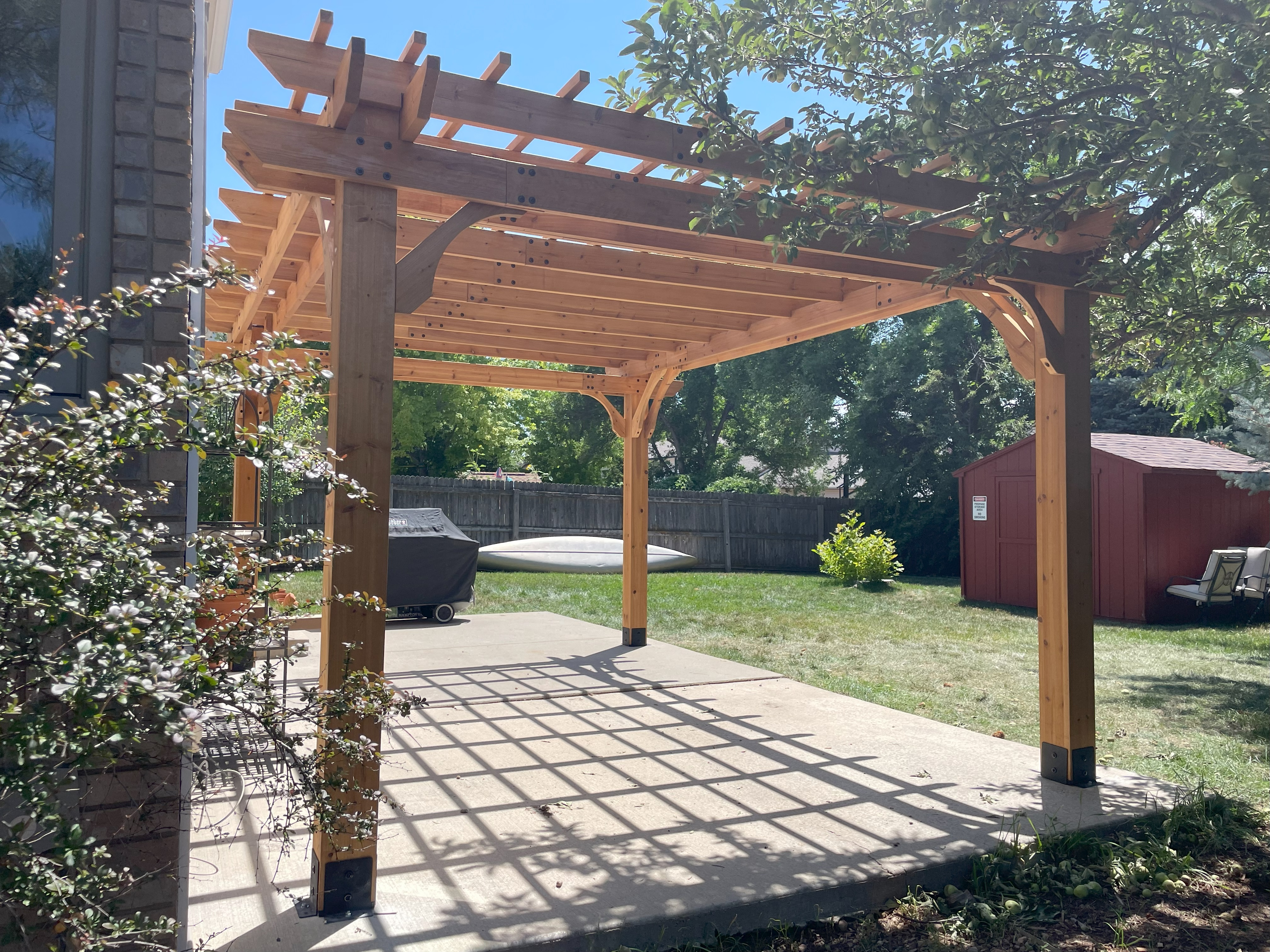 Beaumont pergola installation with decorative shadow patterns