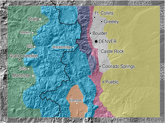 Colorado service area map showing Front Range coverage